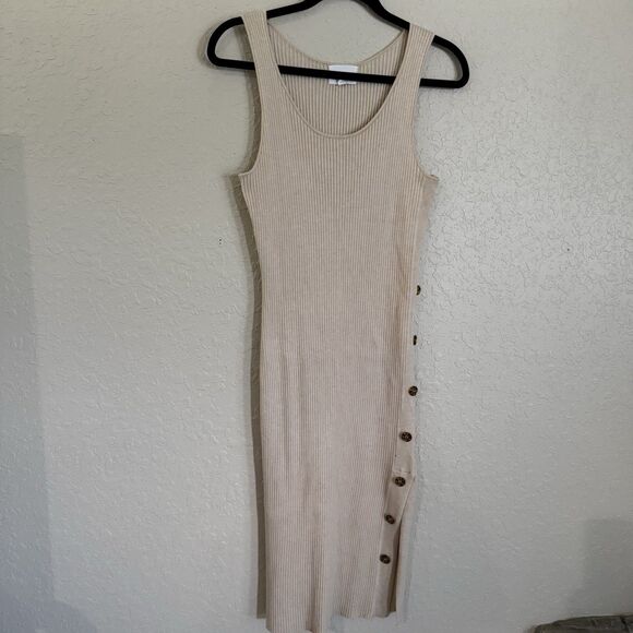 Olive And Oak Knit Dress Women’s Size XS Sexy Minimalist Bodycon Beige - Picture 2 of 7